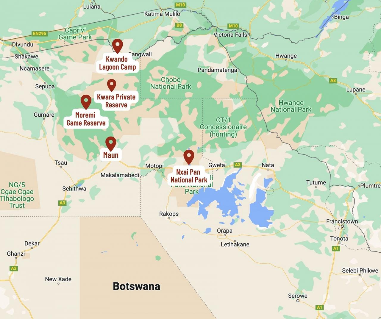 Map for Ultimate Botswana