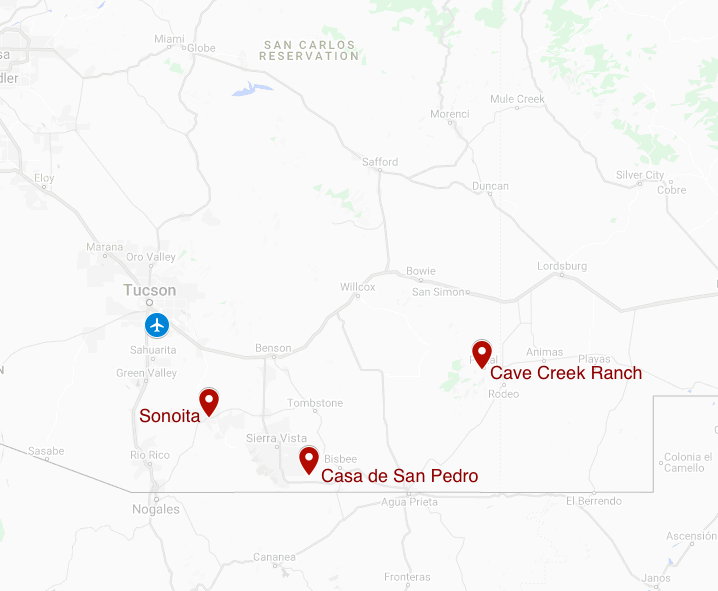 Map for Southeast Arizona: Sky Island Fall Sampler