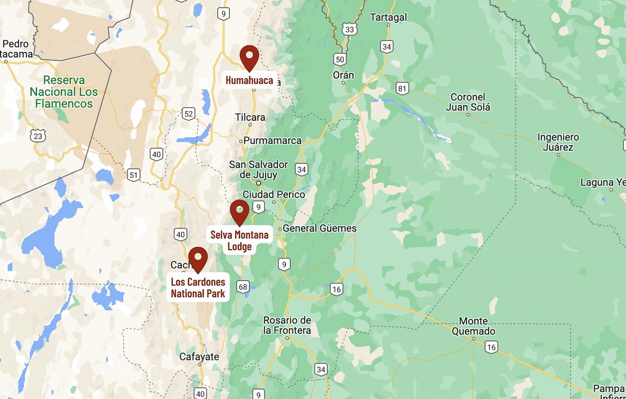 Map for Northwest Argentina
